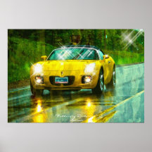 Superfast Yellow Sports Car on Highway Print
