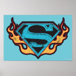 Supergirl Blue Logo with Flames posters