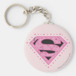 Supergirl Distressed Logo Black and Pink Keychains