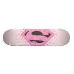 Supergirl Distressed Logo Black and Pink Skate Boards