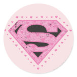 Supergirl Distressed Logo Black and Pink stickers