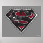 Supergirl Distressed Logo Black and Red posters