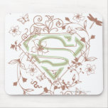 Supergirl Green Floral Logo mousepads