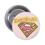 Supergirl Grunge Logo Pink buttons