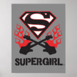 Supergirl Logo Black Flaming Guitars posters