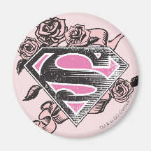 Supergirl Logo with Roses Fridge Magnets