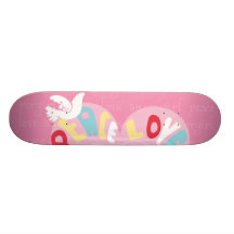 Supergirl Peace and Love Pink Skate Board