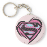 Supergirl Pink Logo in Heart keychains