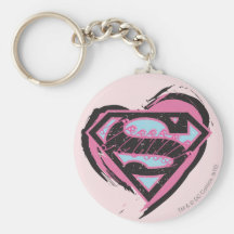 Supergirl Pink Logo in Heart Key Chains