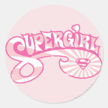 Supergirl Pink Logo Star Burst Stickers