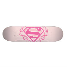 Supergirl Pink Stripes Custom Skateboard