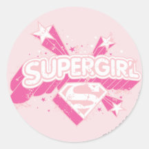 Supergirl Stars and Logo Round Stickers