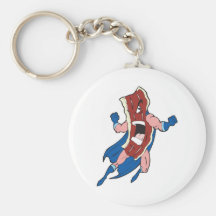 superhero bacon cartoon character key chain