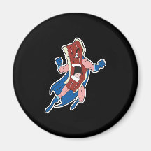 superhero bacon cartoon character refrigerator magnet