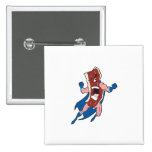 superhero bacon cartoon character pinback button