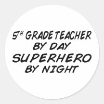 Superhero by Night - 5th Grade Round Stickers