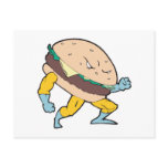 superhero cheeseburger hamburger character postcards