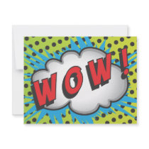 Superhero comic book birthday party Thank you card Announcements