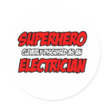 Superhero...Electrician Round Stickers