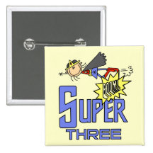 Superhero Girl 3rd Birthday Tshirts and Gifts Button