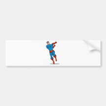 superhero male running punching cartoon bumper sticker