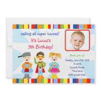 Superhero Super Hero Photo Birthday Invitations