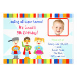 Superhero Super Hero Photo Birthday Invitations