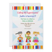 Superhero Super Heroes Birthday Party Invitations