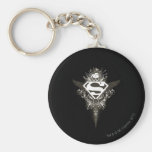 Superman Star and Skull White Keychain