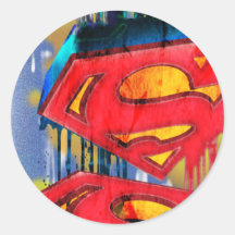 Superman Urban Spraypaint Round Sticker