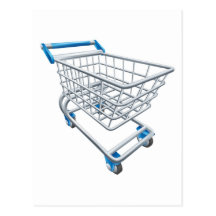 Supermarket shopping cart trolley postcards