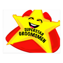 superstar groomsmen humourous  postcard!