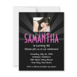 Superstar Lights Photo Birthday Party Invitations