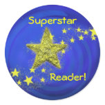 Superstar Reader! Round Sticker