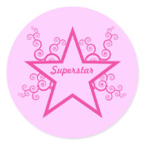 Superstar Swirls Stickers, Bright Pink