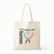 Support Awareness Heart Hereditary Breast Cancer Canvas Bags