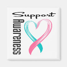 Support Awareness Heart Hereditary Breast Cancer Fridge Magnets