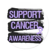 Support Cancer Awareness Grunge Round Stickers