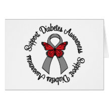 Support Diabetes Awareness Butterfly Ribbon Greeting Cards