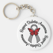 Support Diabetes Awareness Butterfly Ribbon Key Chains