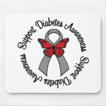 Support Diabetes Awareness Butterfly Ribbon Mouse Pad