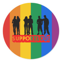 Support Love Round Stickers