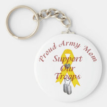 Support Our Troops Army Mom (Yellow Ribbon) Key Chain