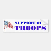 Support Our Troops Wording and USA American Flag Bumper Stickers