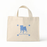 Support Pug Rescue Blue Pug Dots Tote Bag