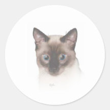 Sur Boo Siamese Round Stickers