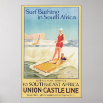 Surf Bathing In South Africa , Vintage Posters