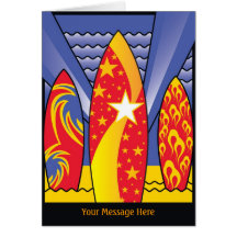 Surf Boards, Retro Art Deco Greeting Cards