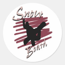 Surf des neiges autocollant rond