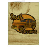 surf dreams woodie wagon brown wood card